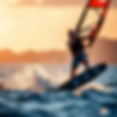 Thrilling Wing Foiling Experience A rider in action showcasing the thrill of wing foiling on the water