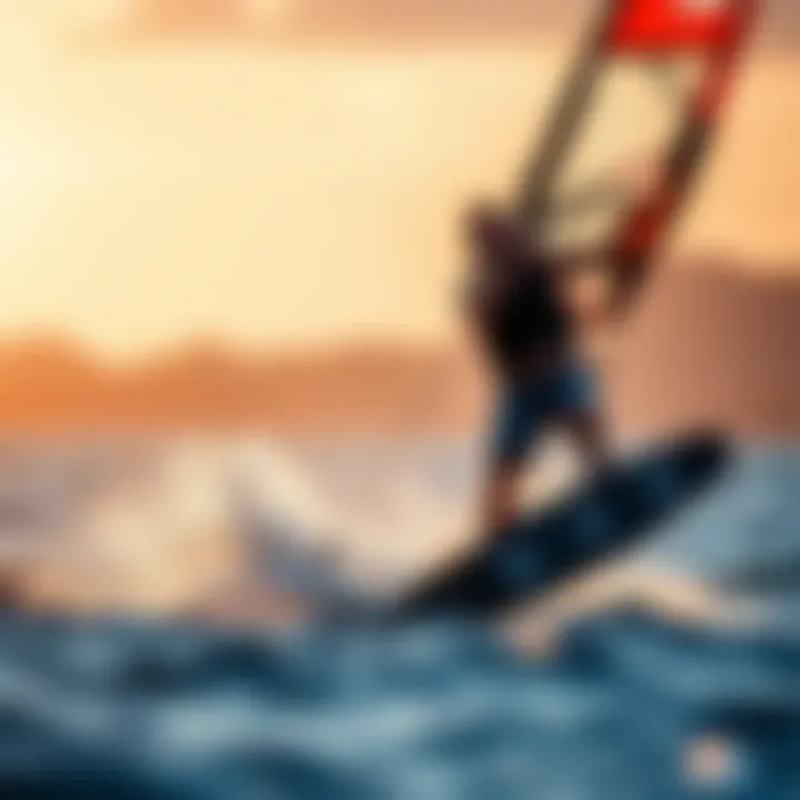 Thrilling Wing Foiling Experience A rider in action showcasing the thrill of wing foiling on the water