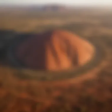 Aerial view of Uluru at sunrise