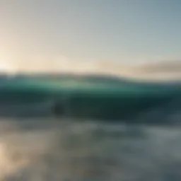 A serene ocean scene with a lone surfer waiting for the perfect wave