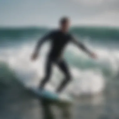 Surfer performing maneuvers in a 5mm wetsuit