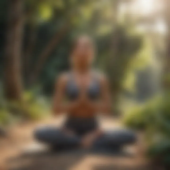 Illustration of a person doing yoga in a serene outdoor setting