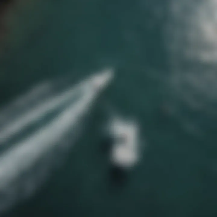 Aerial view of surfers catching waves at Honolua Bay