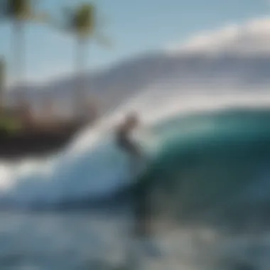 Surfer riding a wave at Lahaina Breakwall