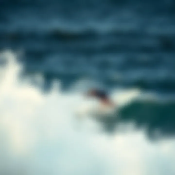 Surfboard in action on ocean waves