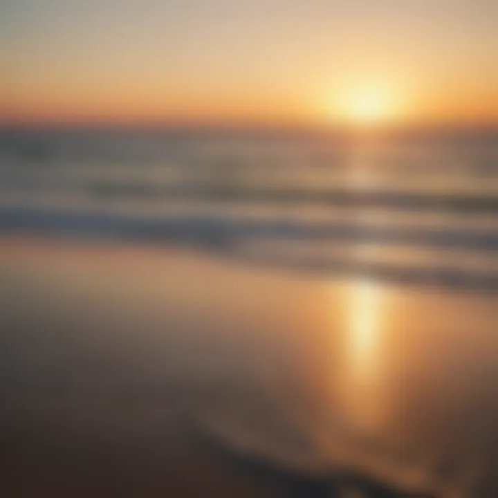 A panoramic view of Tel Aviv's coastline at sunrise, showcasing the tranquil waters