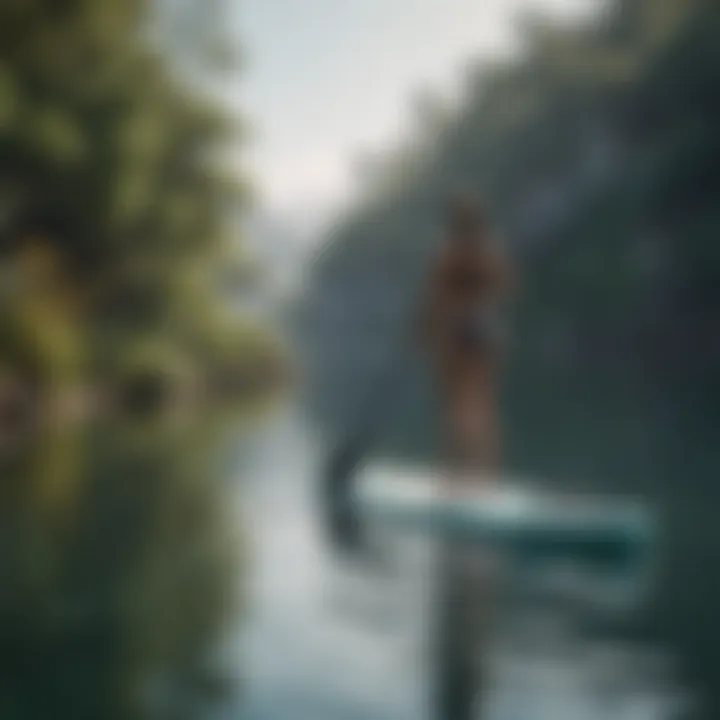 Elegant paddle board on tranquil water