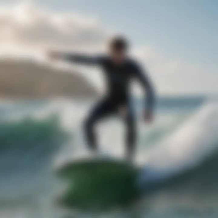 A thrilling action shot of electric bodyboarding on waves