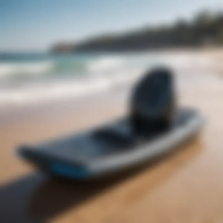 A sleek electric bodyboard on a sunny beach