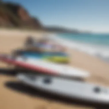 Electric surfboards lined up on Australian shore ready for action