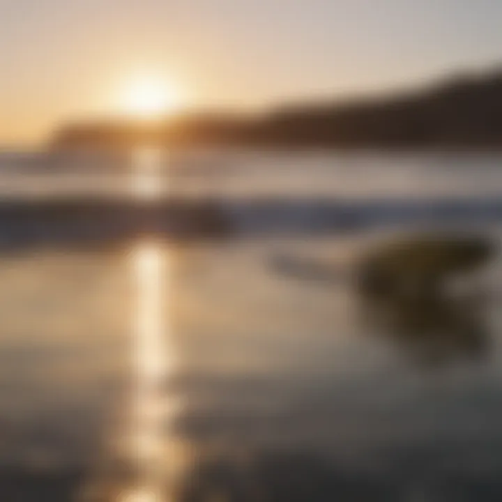 Beautiful sunset backdrop for electric surfboarding in Australia