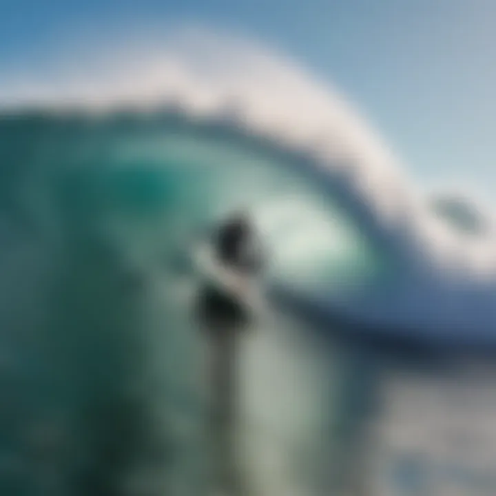 Surfer navigating a barrel wave in Ensenada