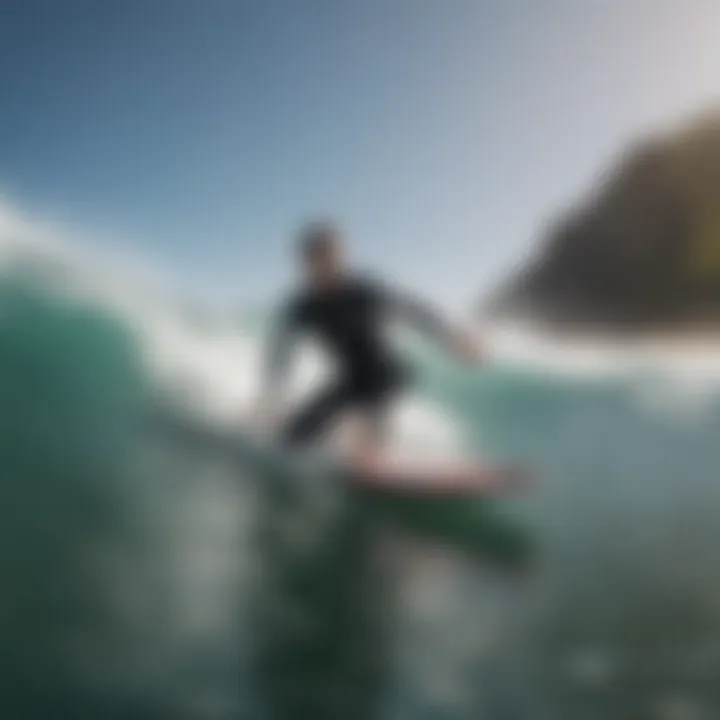 FCS AM fins in action during a surf session, demonstrating performance on the waves.