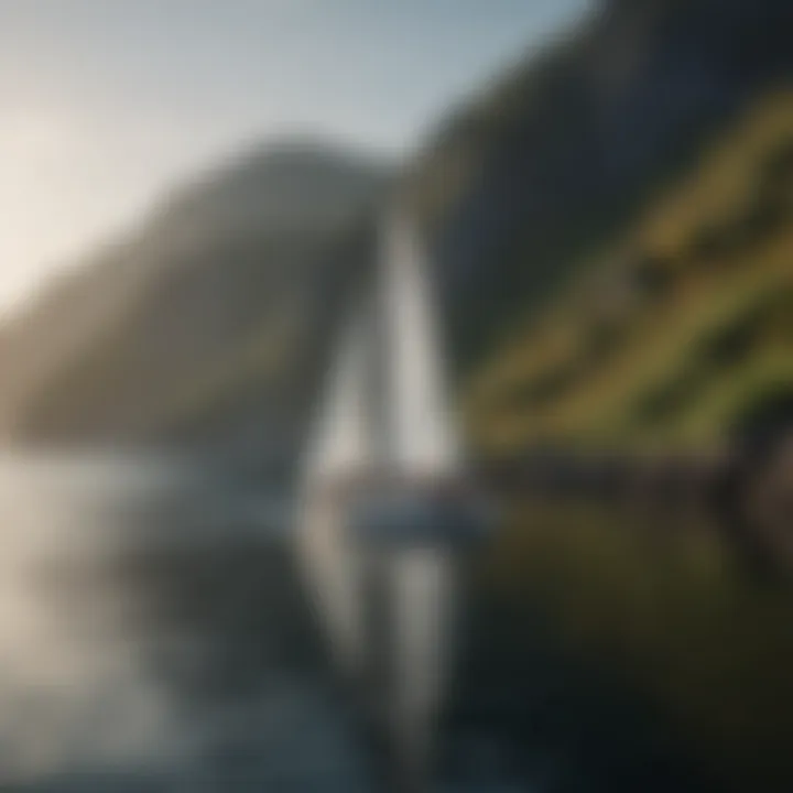 A captivating scene of a sailboat navigating the tranquil waters of Ireland.