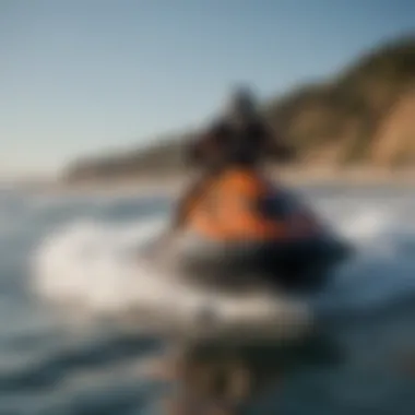 Thrilling jet skiing action on the ocean