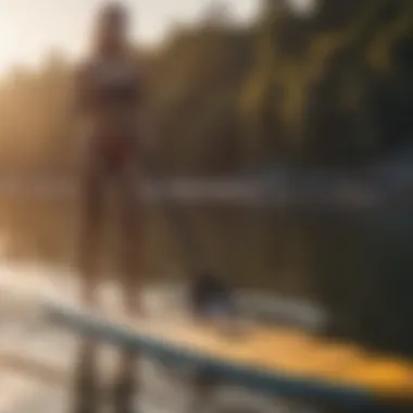 Stand-up paddleboarding at sunset