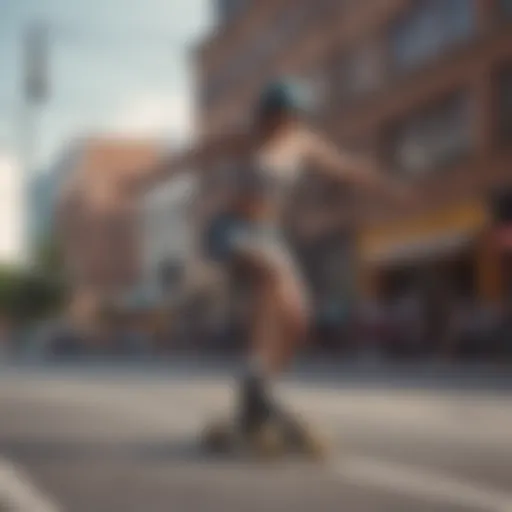 A dancer gracefully performing tricks on a longboard in an urban setting