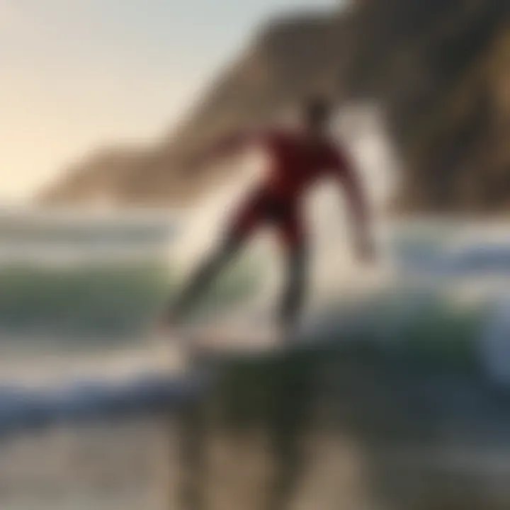 Surfer exploring the waves at El Porto Beach