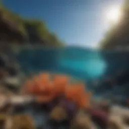 A vibrant coral reef ecosystem teeming with marine life