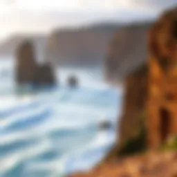 Breathtaking view of Nazaré's coastline with waves crashing against the cliffs