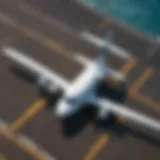 Aerial view of New Axis Airways aircraft on the runway in Hawaii