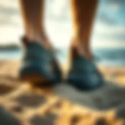 Footwear showcasing the Olukai Kaekae design against a sandy backdrop