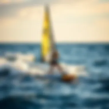 Paddle Board Sailing in Action Demonstration of paddle board sailing with wind and waves