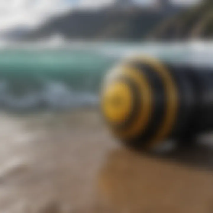 Close-up of essential surfing gear for Patagonia's challenging conditions