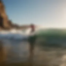 Surfing at a scenic beach in Portugal