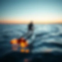 An elegantly designed powered hydrofoil board gliding over water.