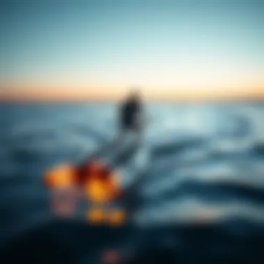 Elegantly Designed Hydrofoil Board An elegantly designed powered hydrofoil board gliding over water.