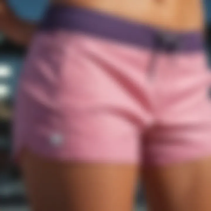 Close-up of Roxy board shorts highlighting fabric texture and stitching