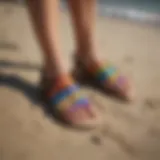 Close-up view of Sandpiper Rainbow Sandals showcasing their unique design