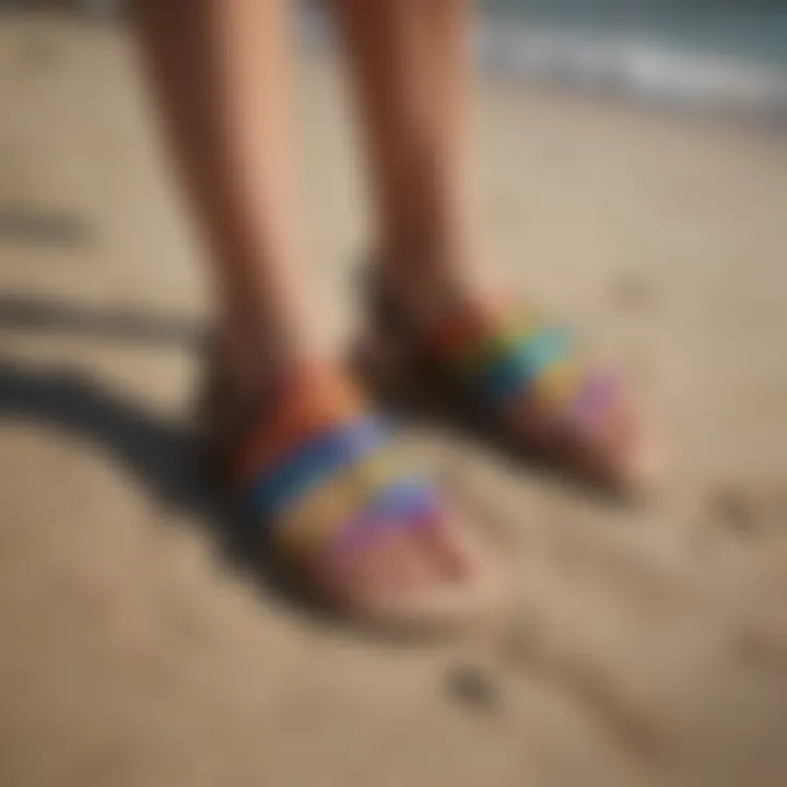 Close-up view of Sandpiper Rainbow Sandals showcasing their unique design