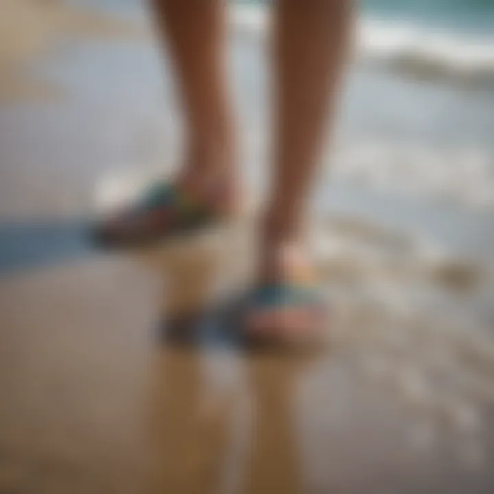 Sandpiper Rainbow Sandals in action during a beach water sport