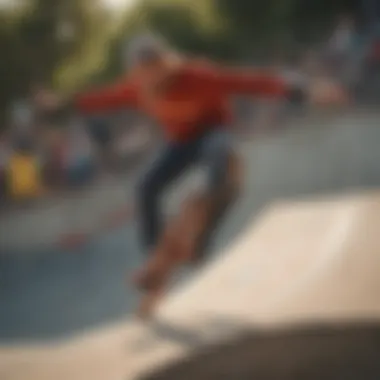 An iconic Santa Cruz rider performing a trick at a skatepark.