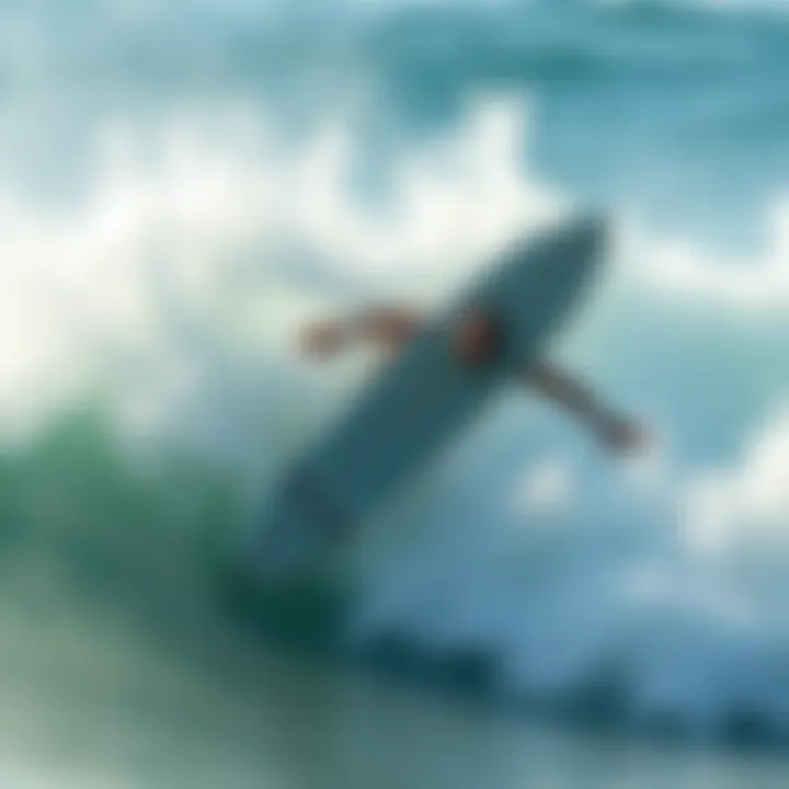 Dynamic shortboard surfing action on a wave