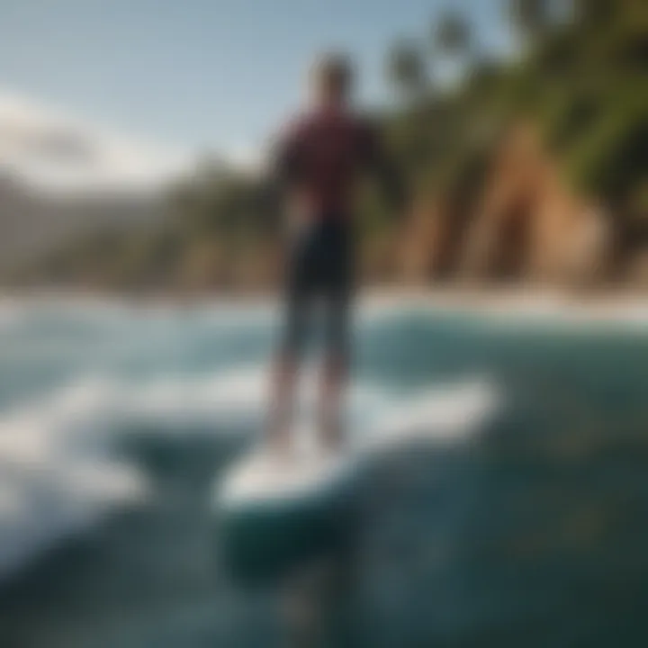 A sleek design of a stand-up motorized surfboard on water