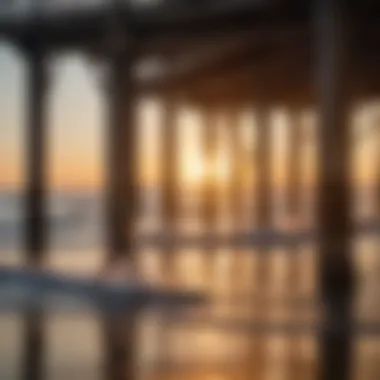 The bustling Huntington Beach Pier with families and surfers enjoying the day