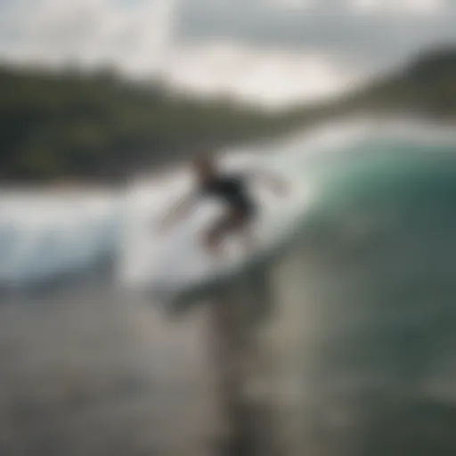 Breathtaking view of a surfer riding a wave at Playa Tamarindo