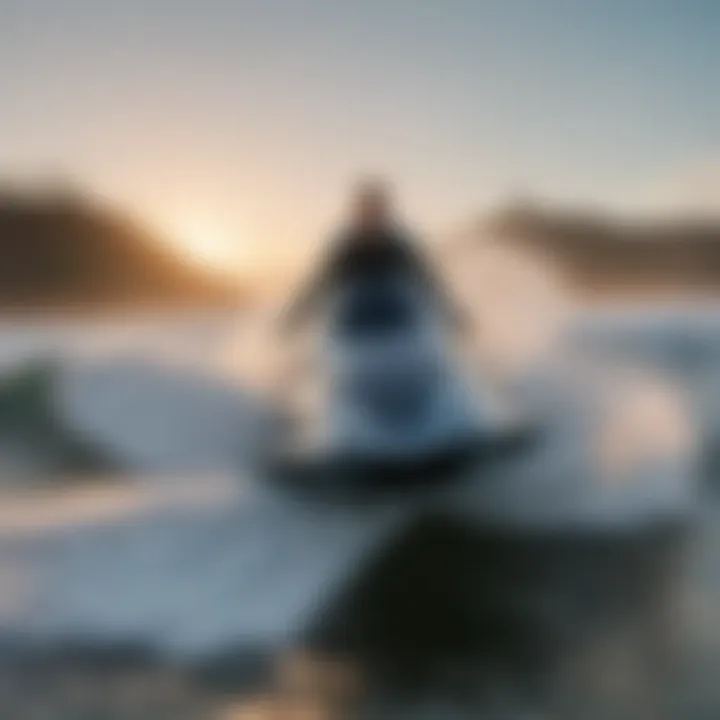 Dynamic view of Surf Jet motorized surfboard gliding over the waves