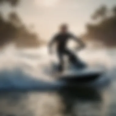 User enjoying the thrill of riding a Surf Jet motorized surfboard