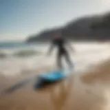 A picturesque view of Doheny Beach showcasing surf lessons in action