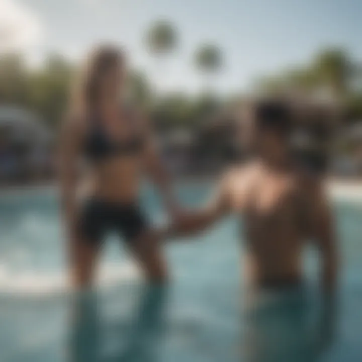 Surf instructor guiding a beginner in Orlando surf pool