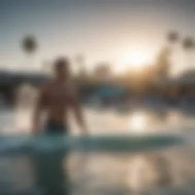 Surfer mastering a trick in Orlando surf pool