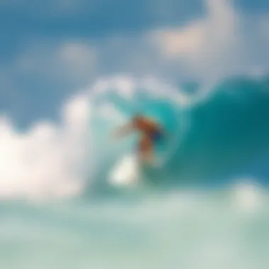 A surfer riding a vibrant wave at Fort Lauderdale beach