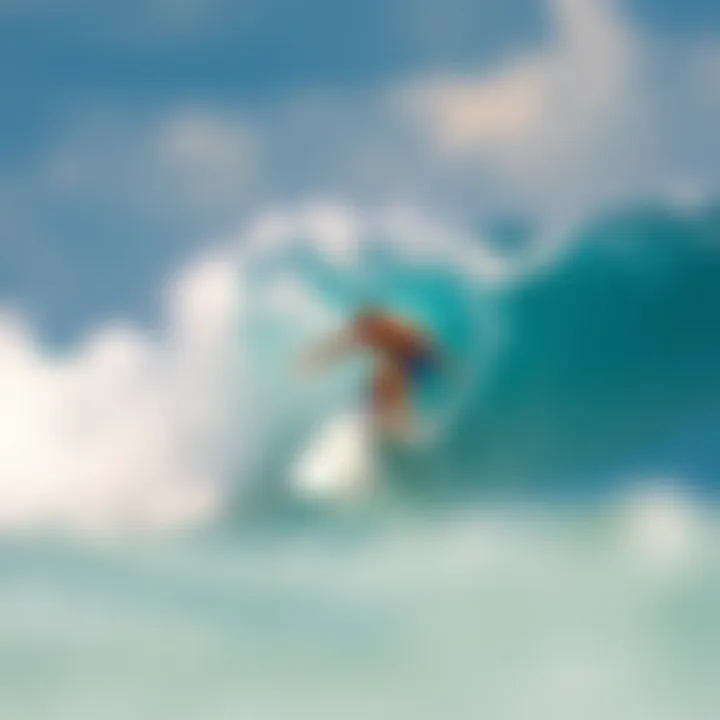 A surfer riding a vibrant wave at Fort Lauderdale beach
