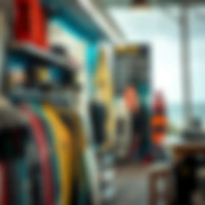 A local surf shop showcasing the latest gear and apparel