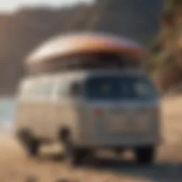 A truck equipped with a surfboard rack showcasing multiple surfboards.