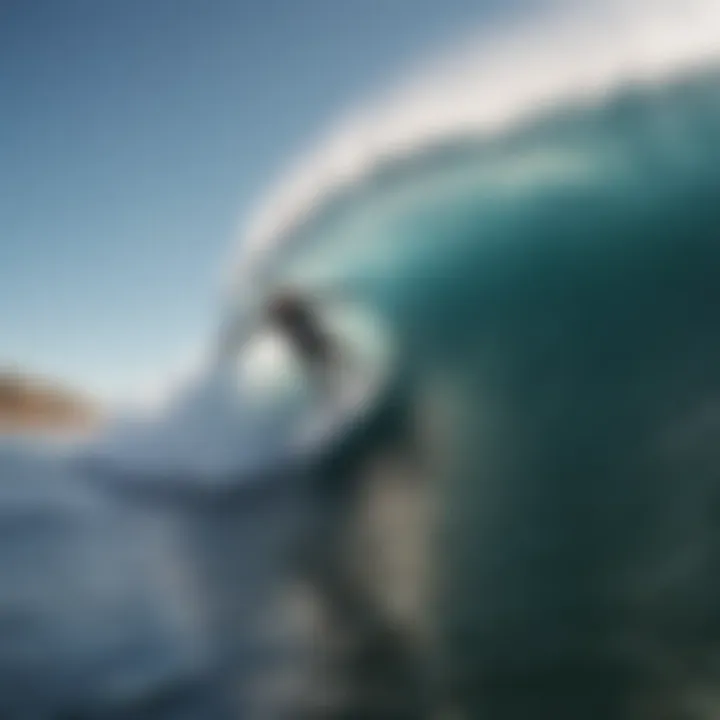 Surfer performing a radical maneuver on a large wave